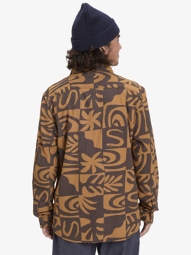 quiksilver, Motherfly Printed - Chemise manches longues pour Homme, ALMOND DESERT CHECKER (cmd6) Motherfly Printed - Long Sleeve Shirt for Men  EQYWT04653