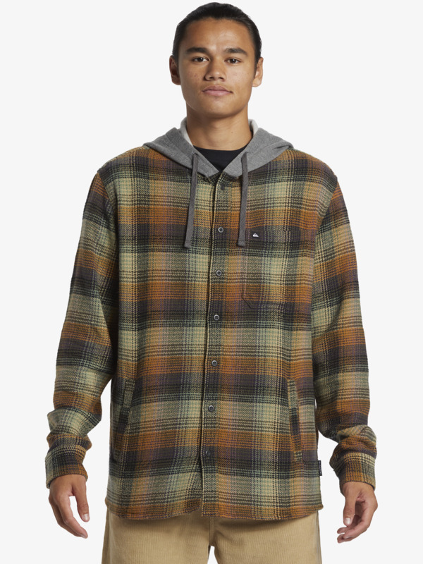 Hooded checked flannel shirt best sale