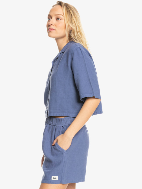Happy Camper - Elasticated Linen Shorts for Women EQWNS03068
