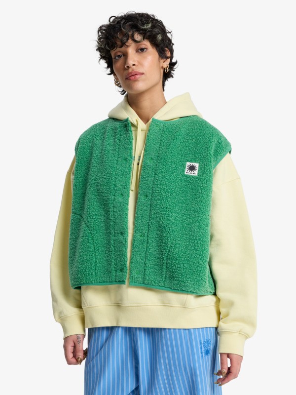 Cropped - Sleeveless Sherpa Vest for Women  EQWPF03002