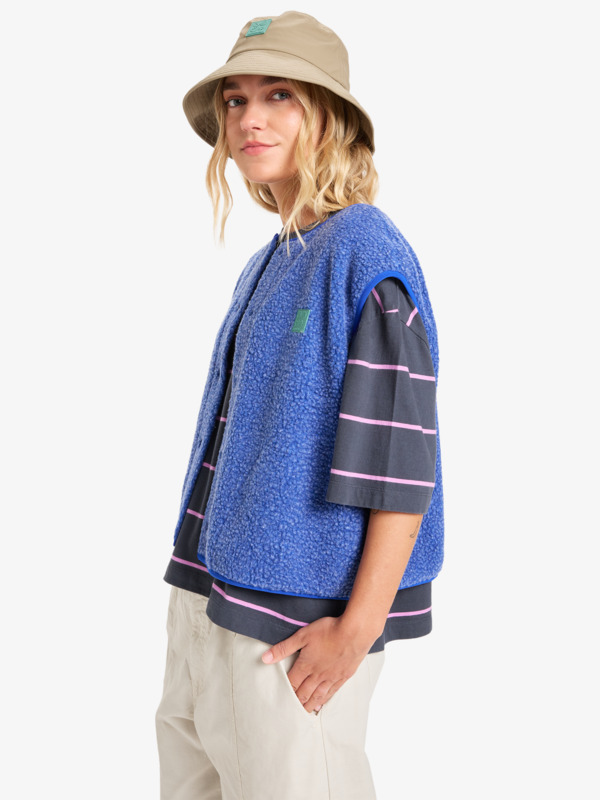 Cropped - Sleeveless Sherpa Vest for Women  EQWPF03002