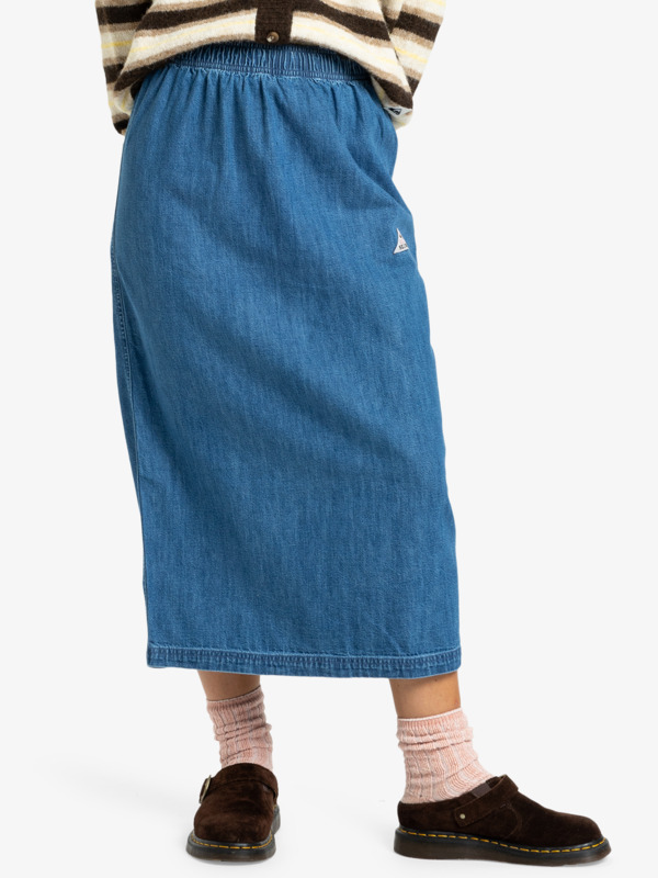 Wrangler Gonna Maxi In Denim Donna - Once Loved, Cotone E Elastan, Taglio Dritto