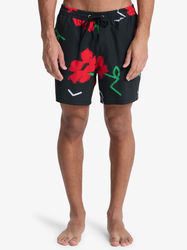 Stretch Printed Volley 16" - Swim Shorts for Men  EQYJV04217