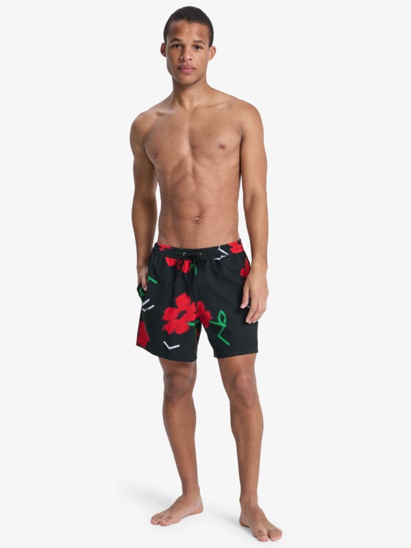 Stretch Printed Volley 16" - Swim Shorts for Men  EQYJV04217