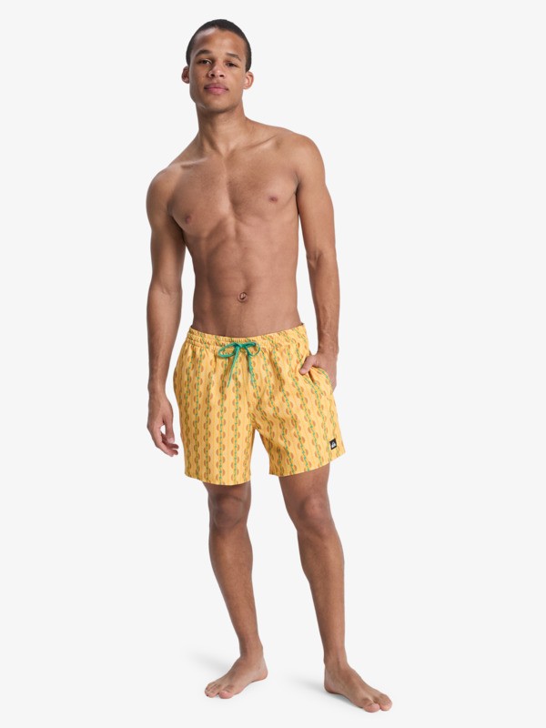 Stretch Printed Volley 16" - Swim Shorts for Men  EQYJV04217