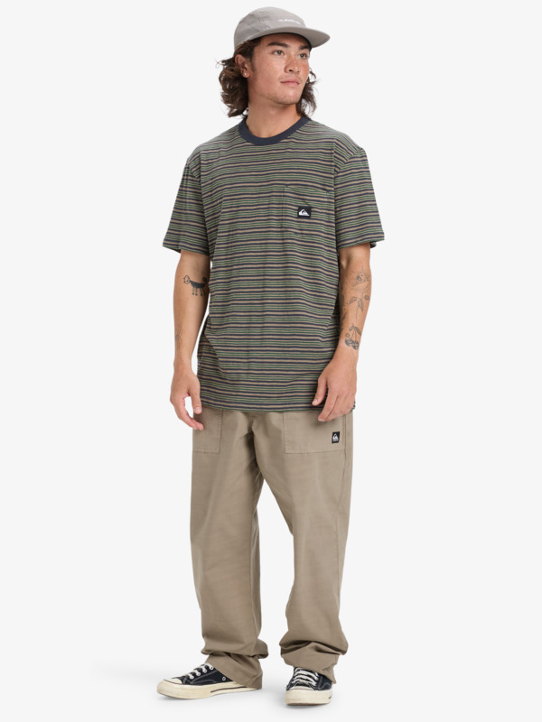 Onyx Striped - Men's Beige Short Sleeve T-Shirt | Quiksilver