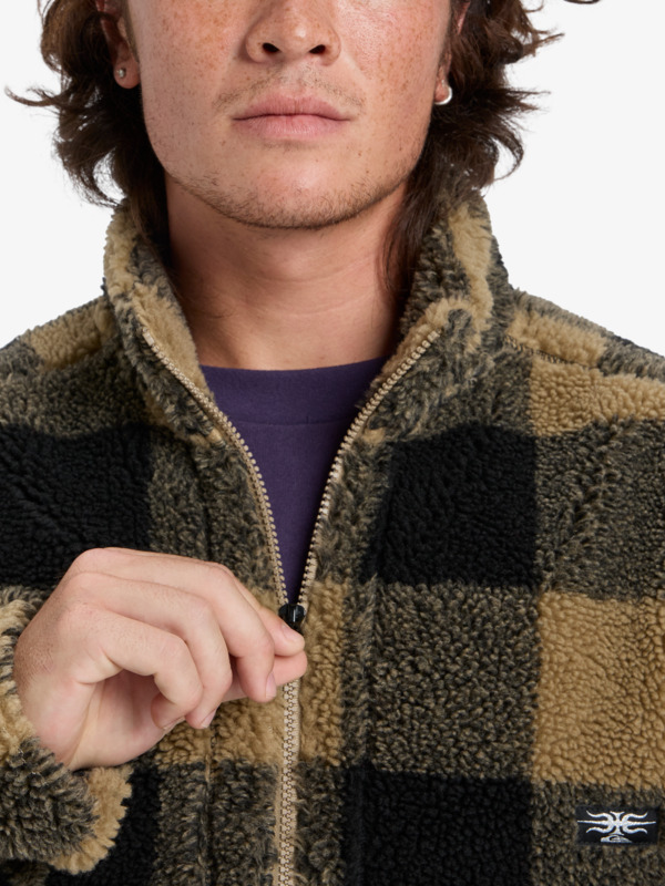 Mercury Woodlands Sherpa - Half Zip Sherpa Check Jacket for Men  EQYPF03070