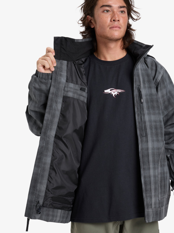 quiksilver, Live Wire - Technical Snow Jacket for Men, MERCURY CHECK TRUE BLACK (kvj6) Live Wire - Technical Snow Jacket for Men  EQYTJ03489