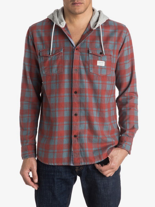 Snap Up Flannel Camisa De Manga Larga Con Capucha Quiksilver