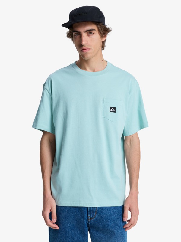 quiksilver, Salt Water Pocket - Short Sleeve T-Shirt for Men, BLUE HAZE (bga0) Salt Water Pocket - Short Sleeve T-Shirt for Men  EQYZT08205