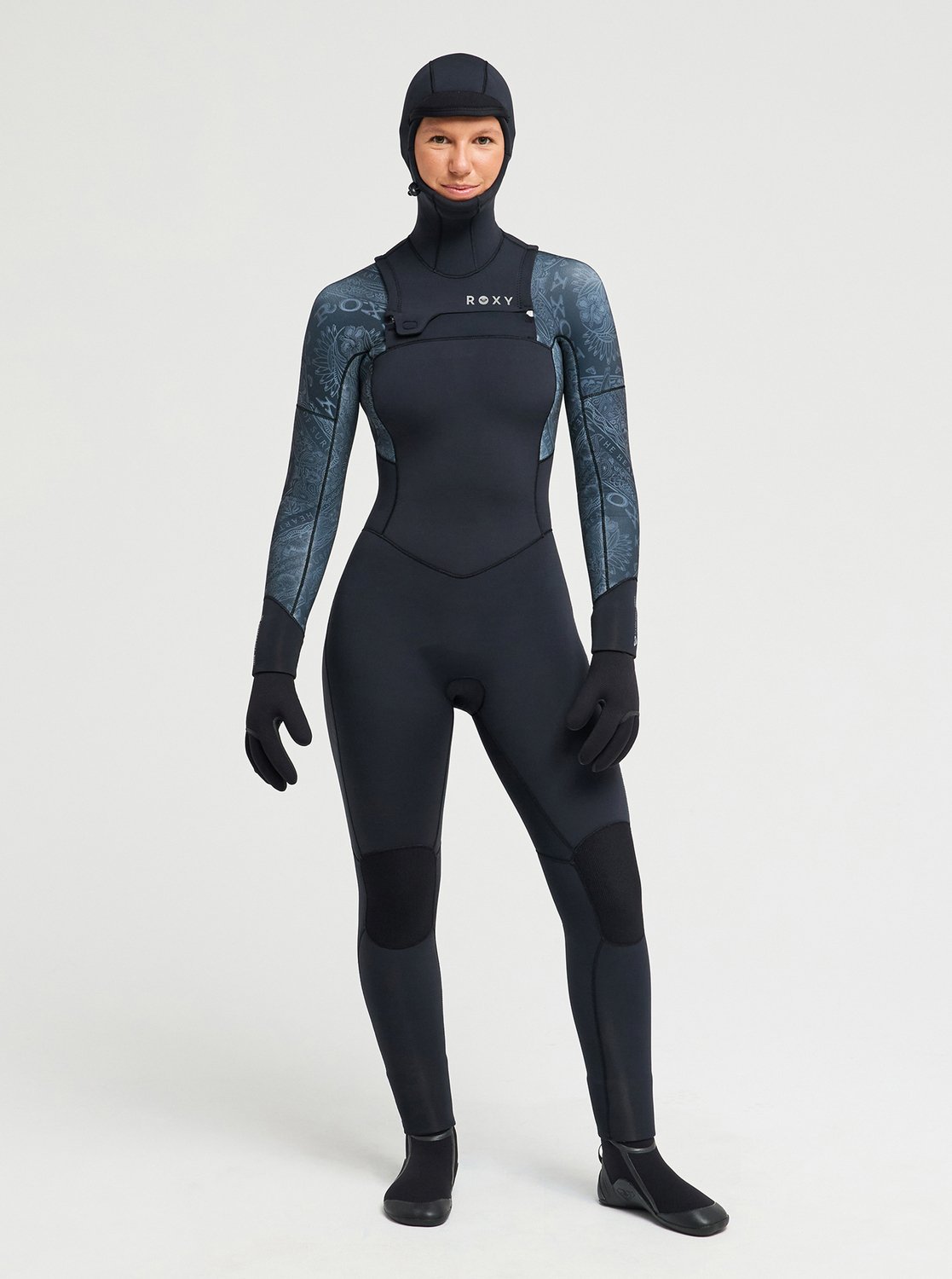5/4 Swell Natural - Women's Black Hooded Chest Zip Wetsuit | Roxy
