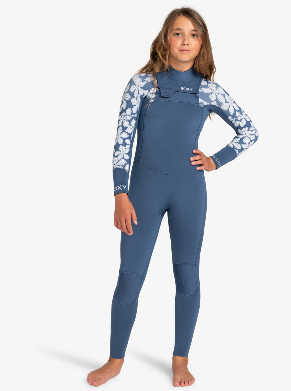 4/3mm Swell Series - Girls 8-16's Blue Chest Zip Wetsuit | Roxy