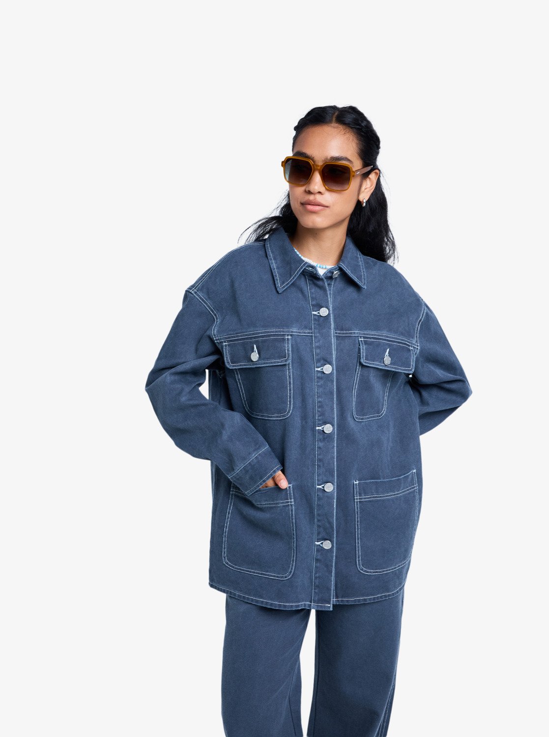 Pop Stitch - Women's Black Oversized Relaxed Fit Shacket | Roxy