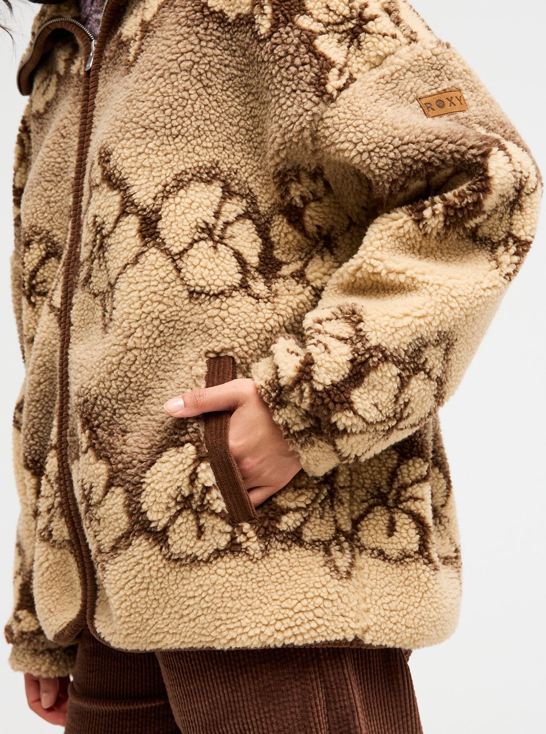 Feels Like Winter - Women's Beige Oversized Sherpa Zip Jacket | Roxy