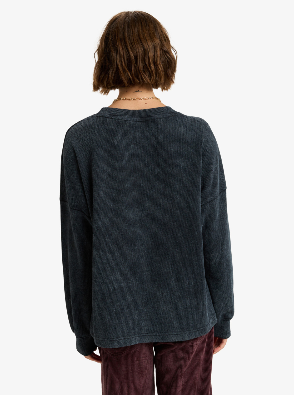 Eastside Midweight - Women's Black Crew Neck Top With Vintage Wash
