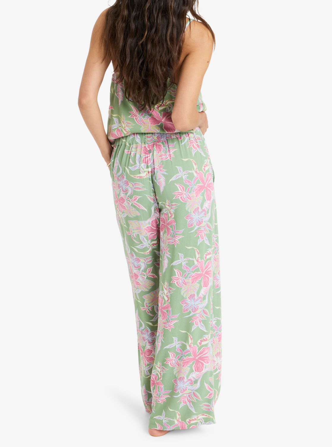 Hibiscus Island - Women's Green Elastic Waist Pants | Roxy