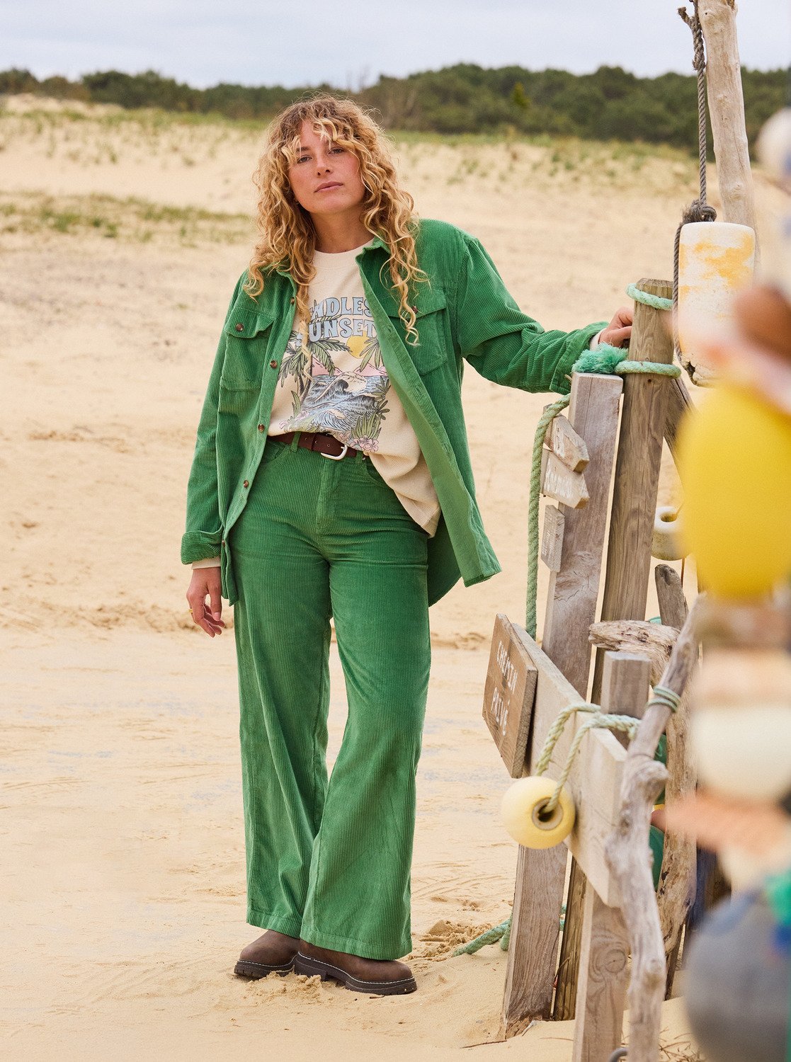 Surf On Cloud Cord - Women's Green Corduroy Pant | Roxy