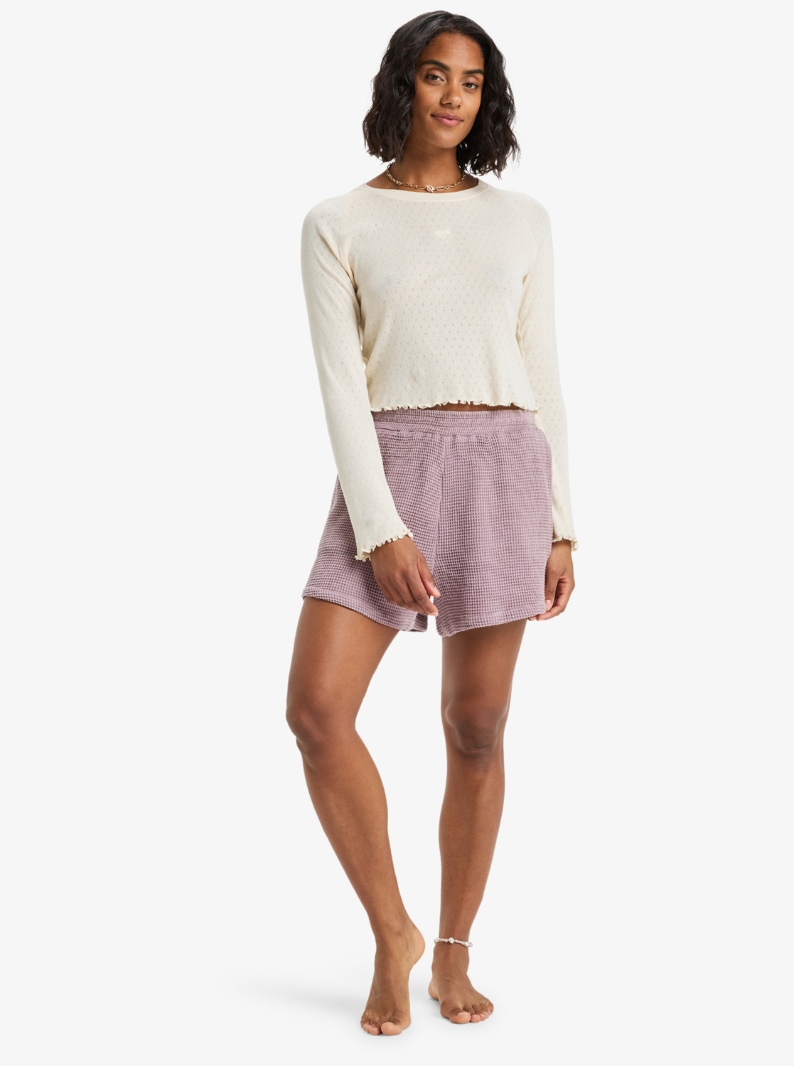 Lekeitio Bay Waffle - Women's Purple Elasticated Shorts | Roxy