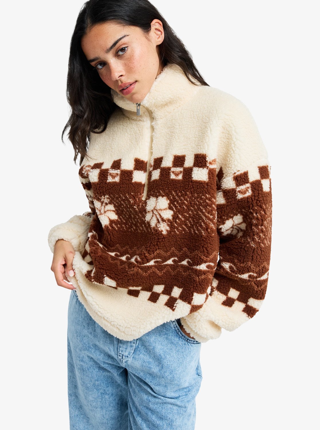 Treasure Soul - Women's Brown Half Zip Polar Pullover | Roxy