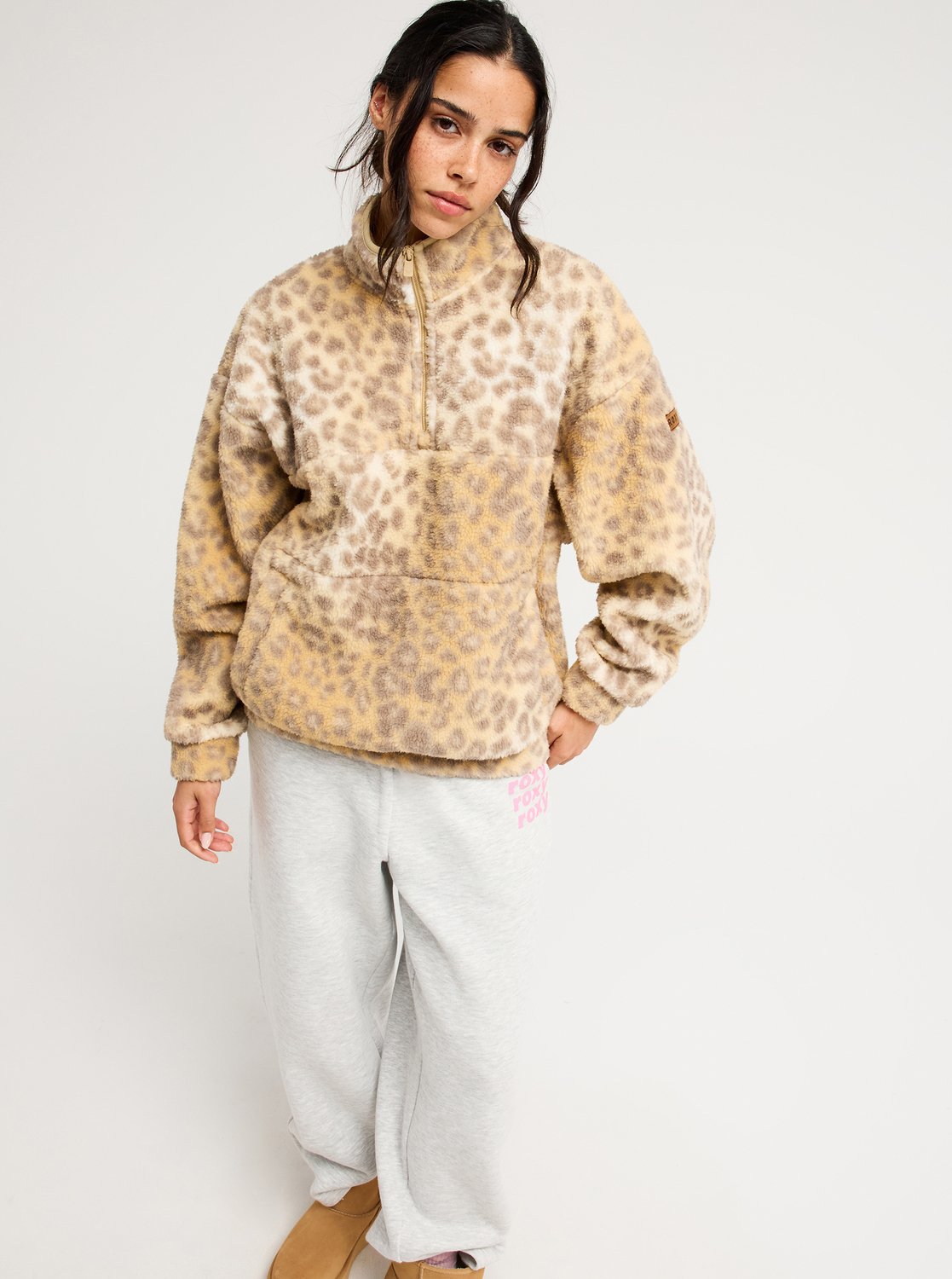 Jive Talking Bonded - Women's Beige Half-Zip Polar Fleece | Roxy