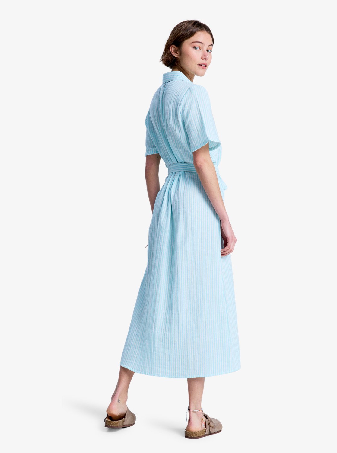Island Escape Stripe - Women's White Midi Shirt Dress | Roxy