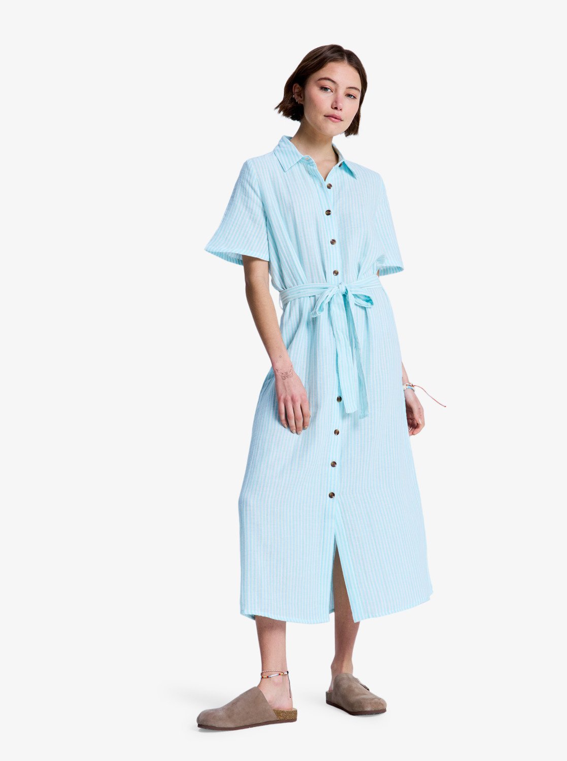 Island Escape Stripe - Women's White Midi Shirt Dress | Roxy