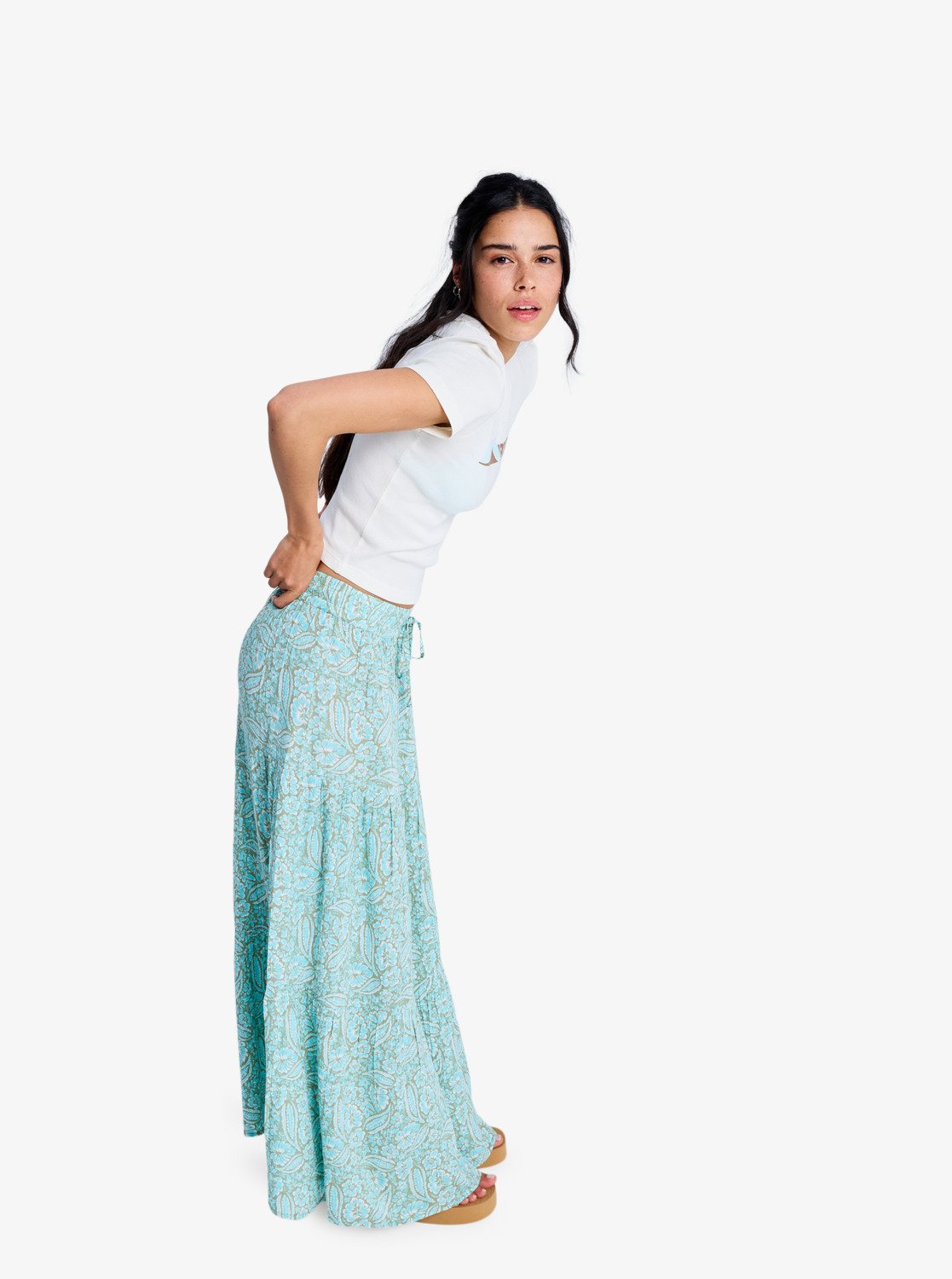 After Hours Crinkle Maxi - Women's Green Flowy Maxi Skirt | Roxy