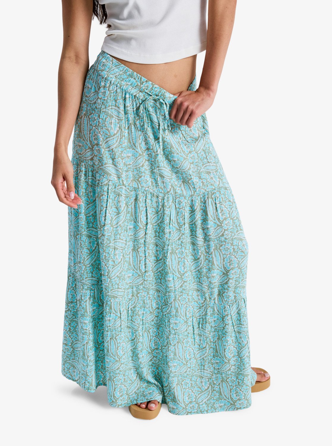 After Hours Crinkle Maxi - Women's Green Flowy Maxi Skirt | Roxy