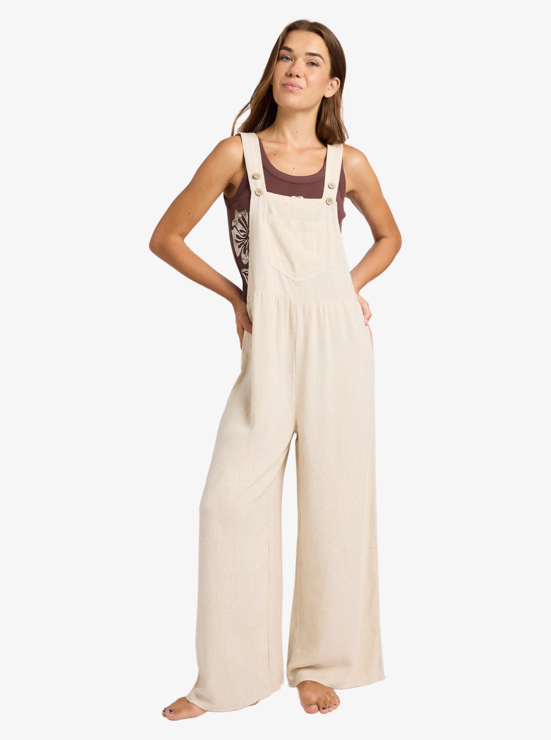 Easy Isle - Women's Beige Wide Leg Jumpsuit | Roxy