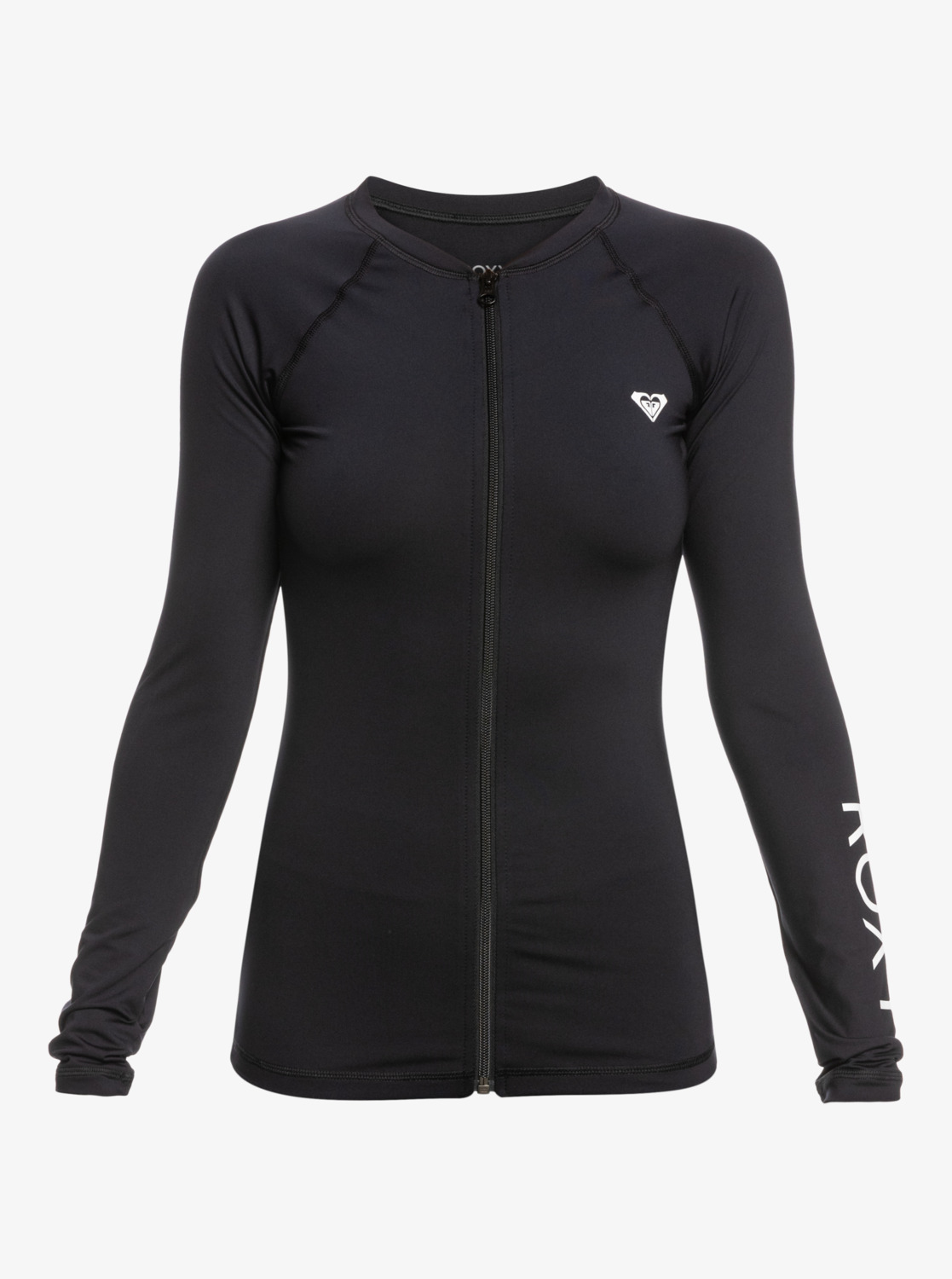 New Essentials - Women's Black Long Sleeve Zip-Up Rash Vest | Roxy