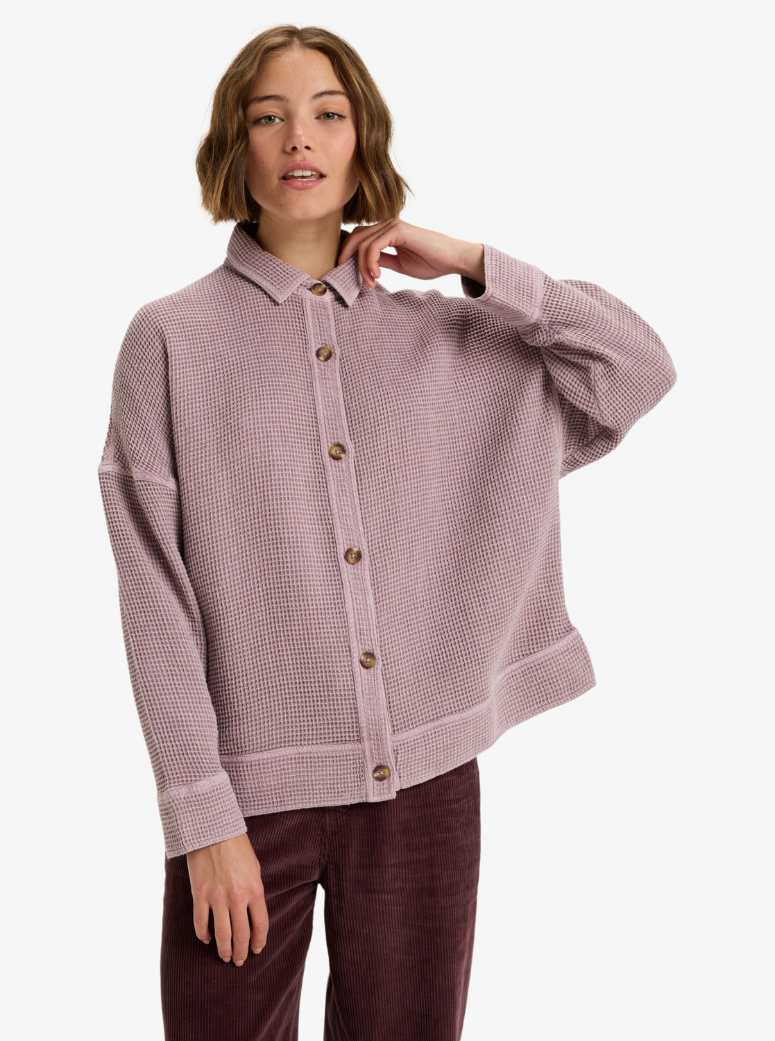 Hike Away - Women's Purple Long Sleeve Collared Button Up Shirt | Roxy