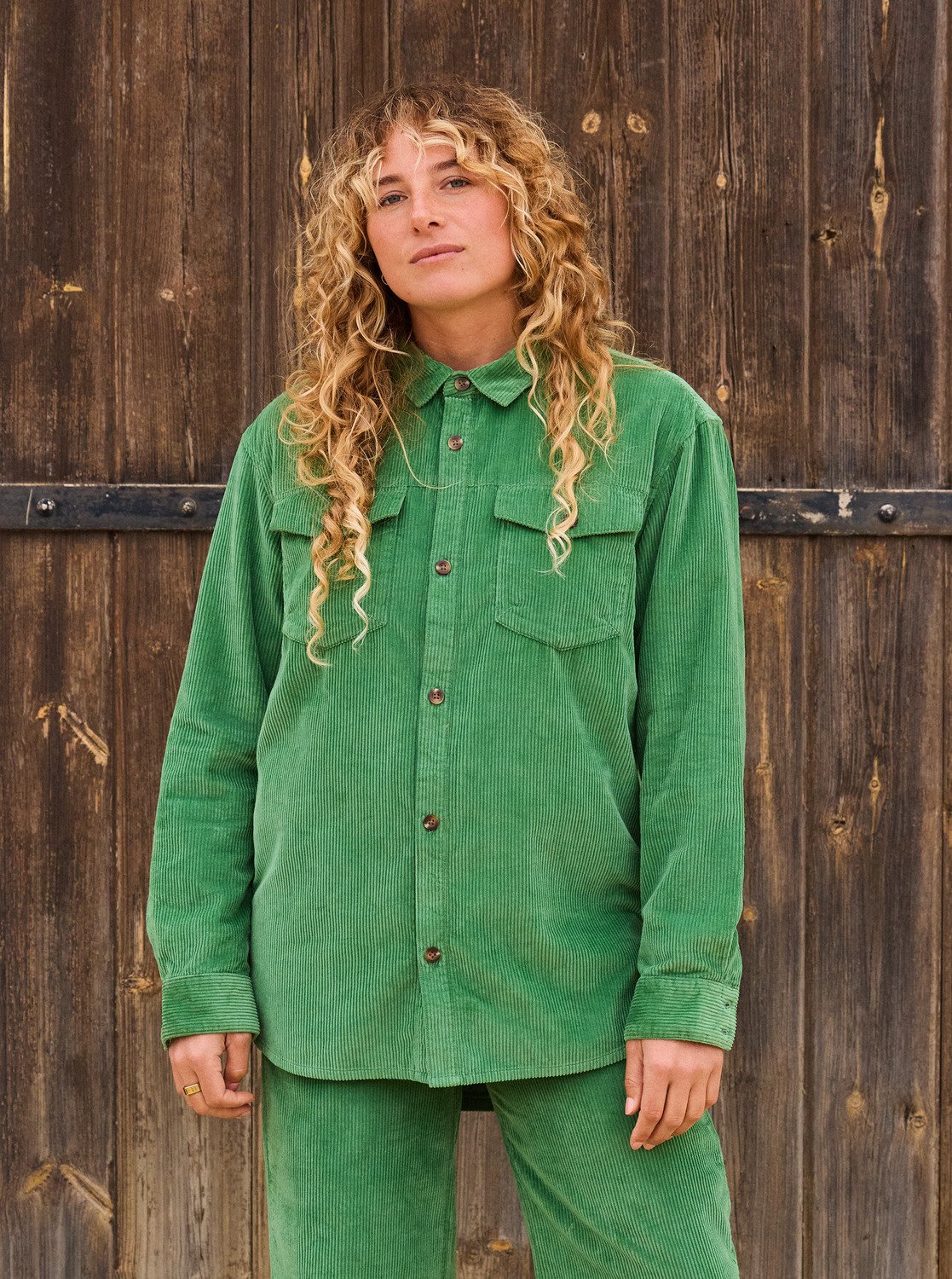 Let It Go Cord - Women's Green Long Sleeve Corduroy Shirt | Roxy