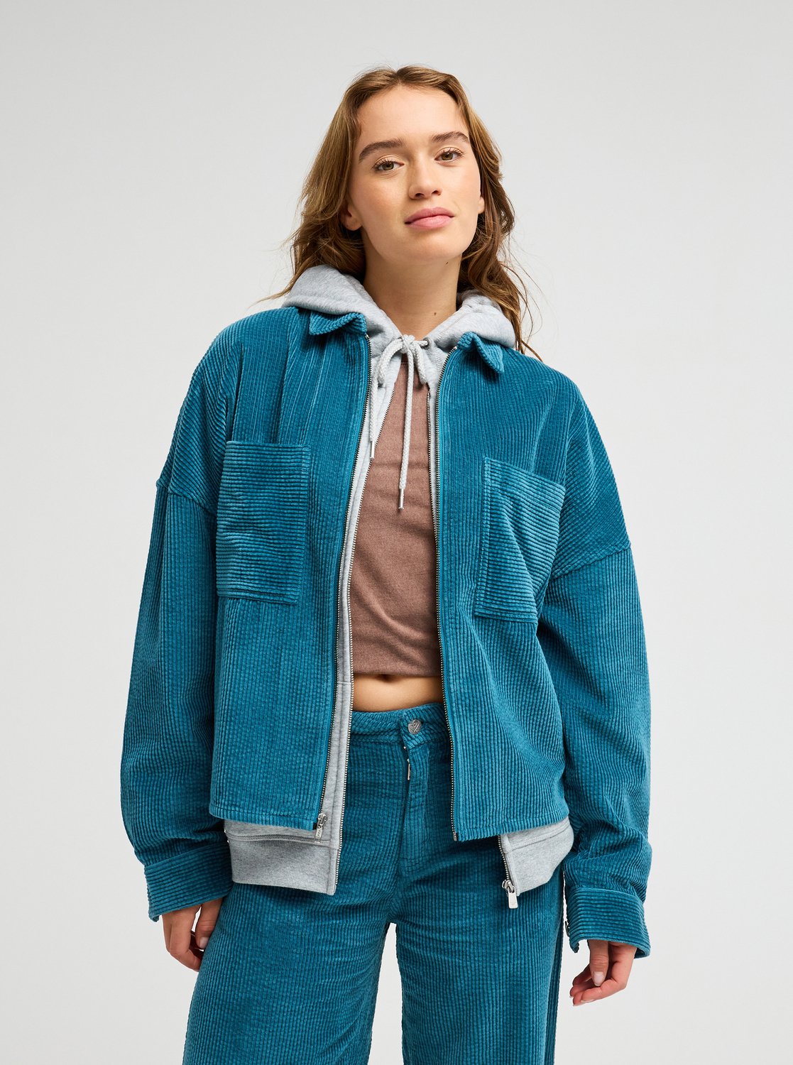 corduroy jacket blue セントマイケル 新品 Chilled Out Washed - Women's Blue Zip-up Corduroy Jacket | Roxy