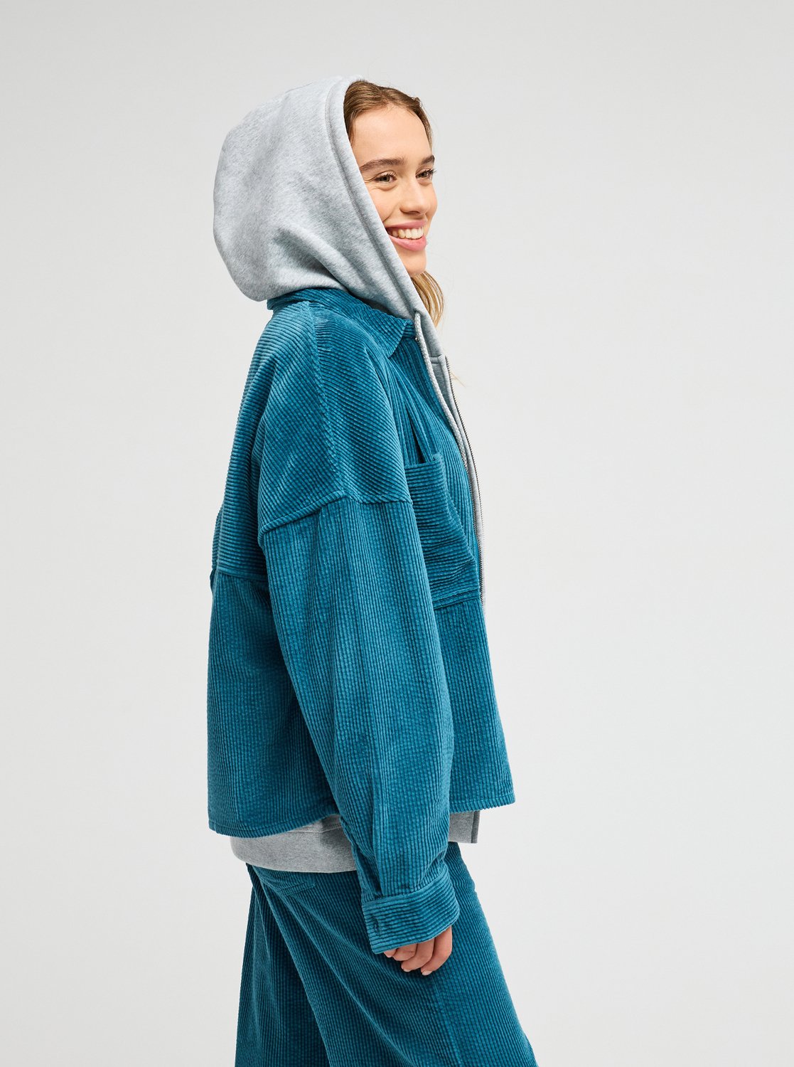 Chilled Out Washed - Women's Blue Zip-up Corduroy Jacket | Roxy