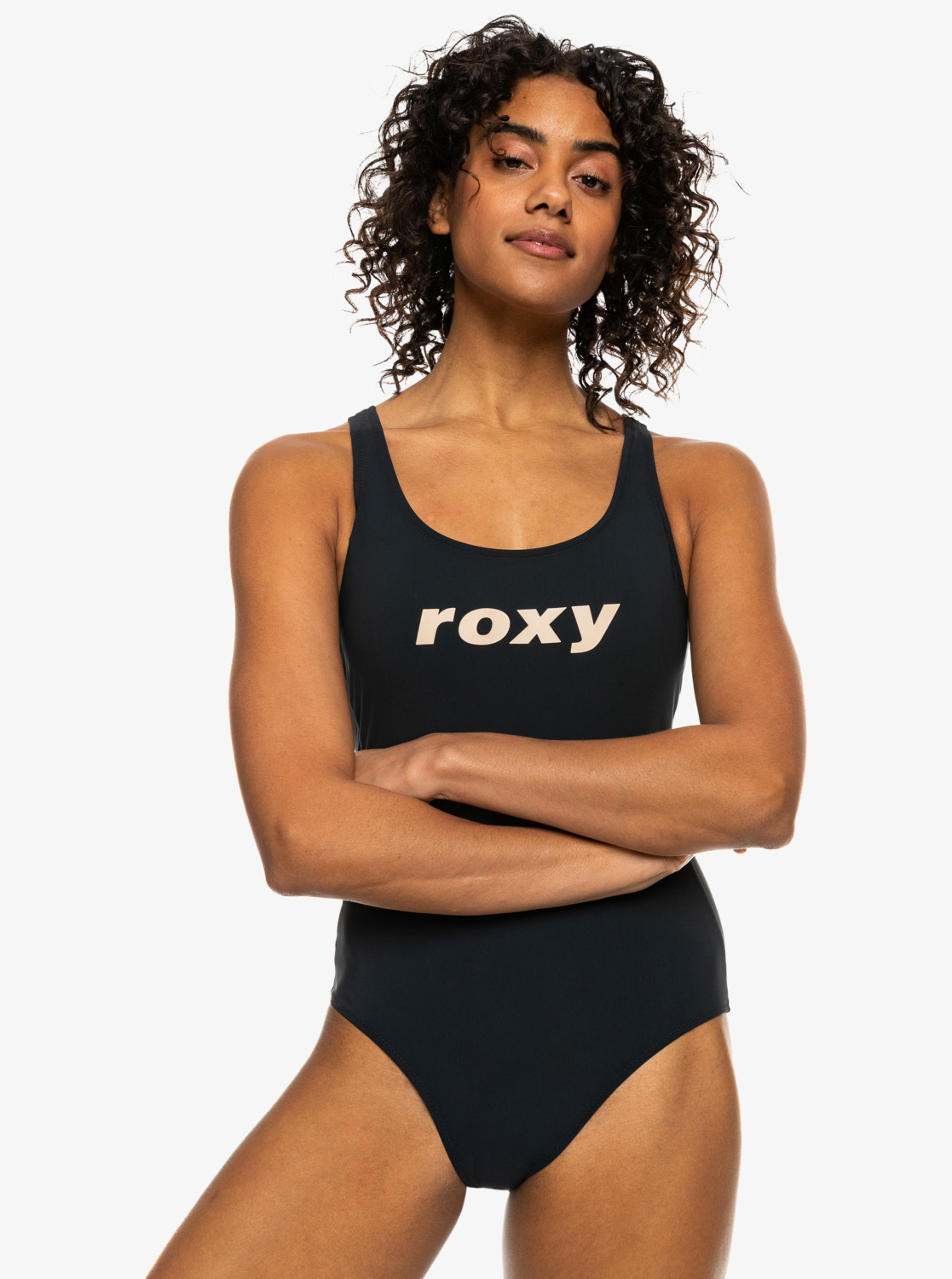 ROXY Active - Women's Black Cross Back One-Piece Swimsuit | Roxy