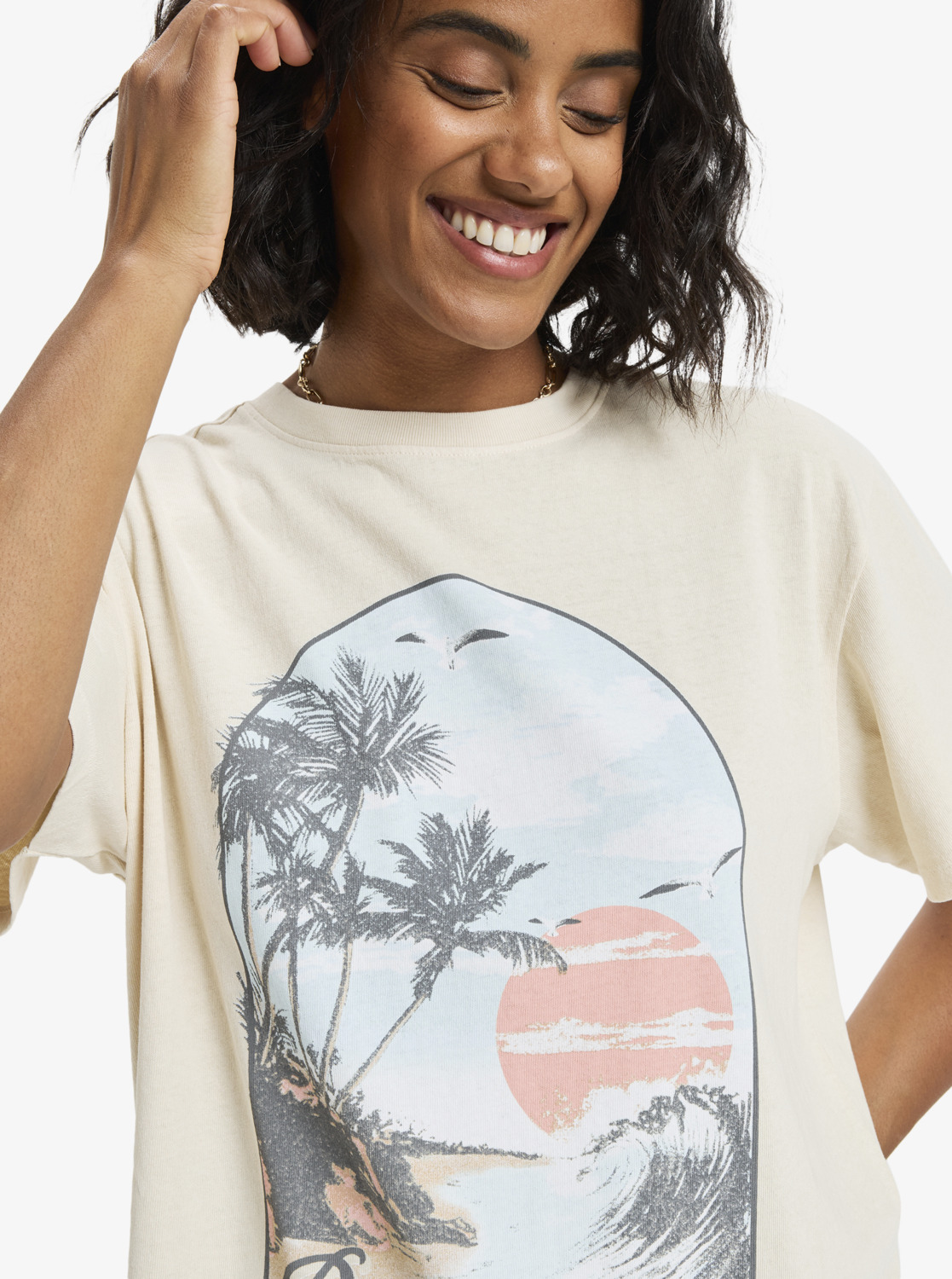 Sunnyoversize Stone Wash - Women's Beige Oversized T-Shirt | Roxy