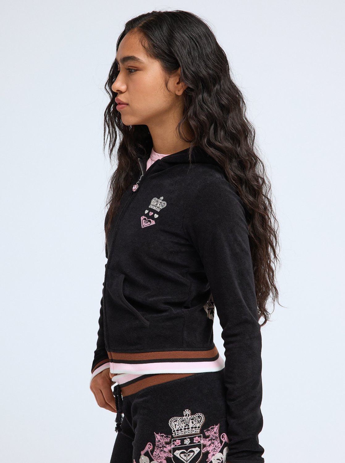 Roxy X Juicy Couture - Dames Zwart Hoodie met Rits | Roxy