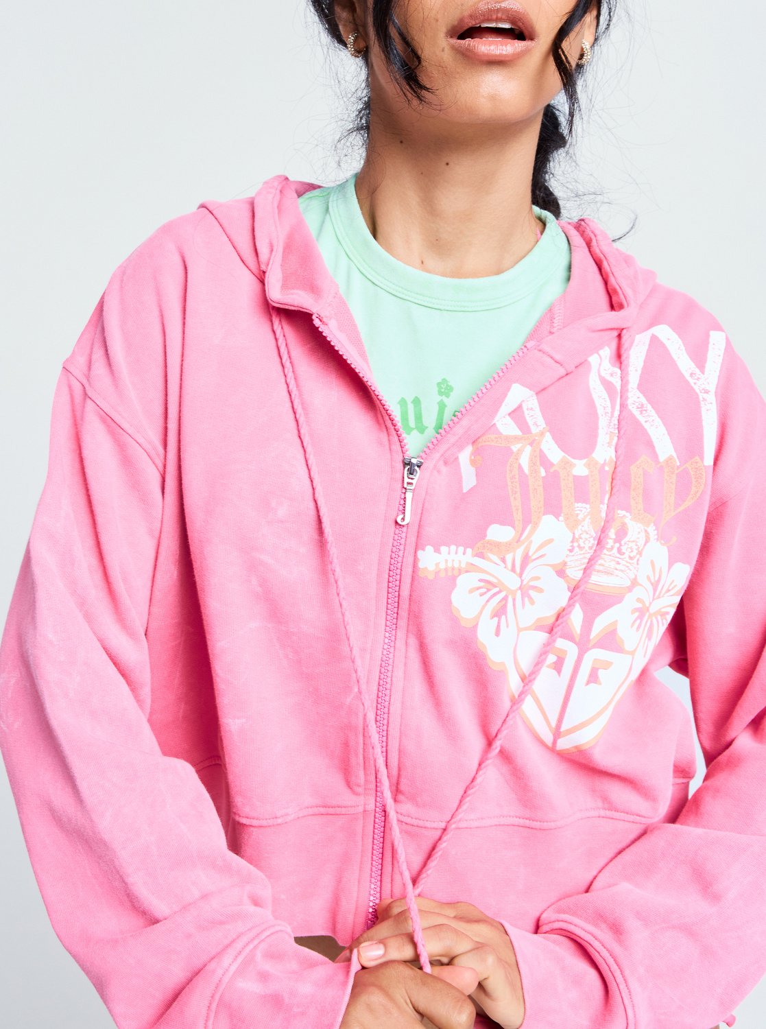Roxy X Juicy Couture - Women's Pink Zip-Up Hoodie | Roxy