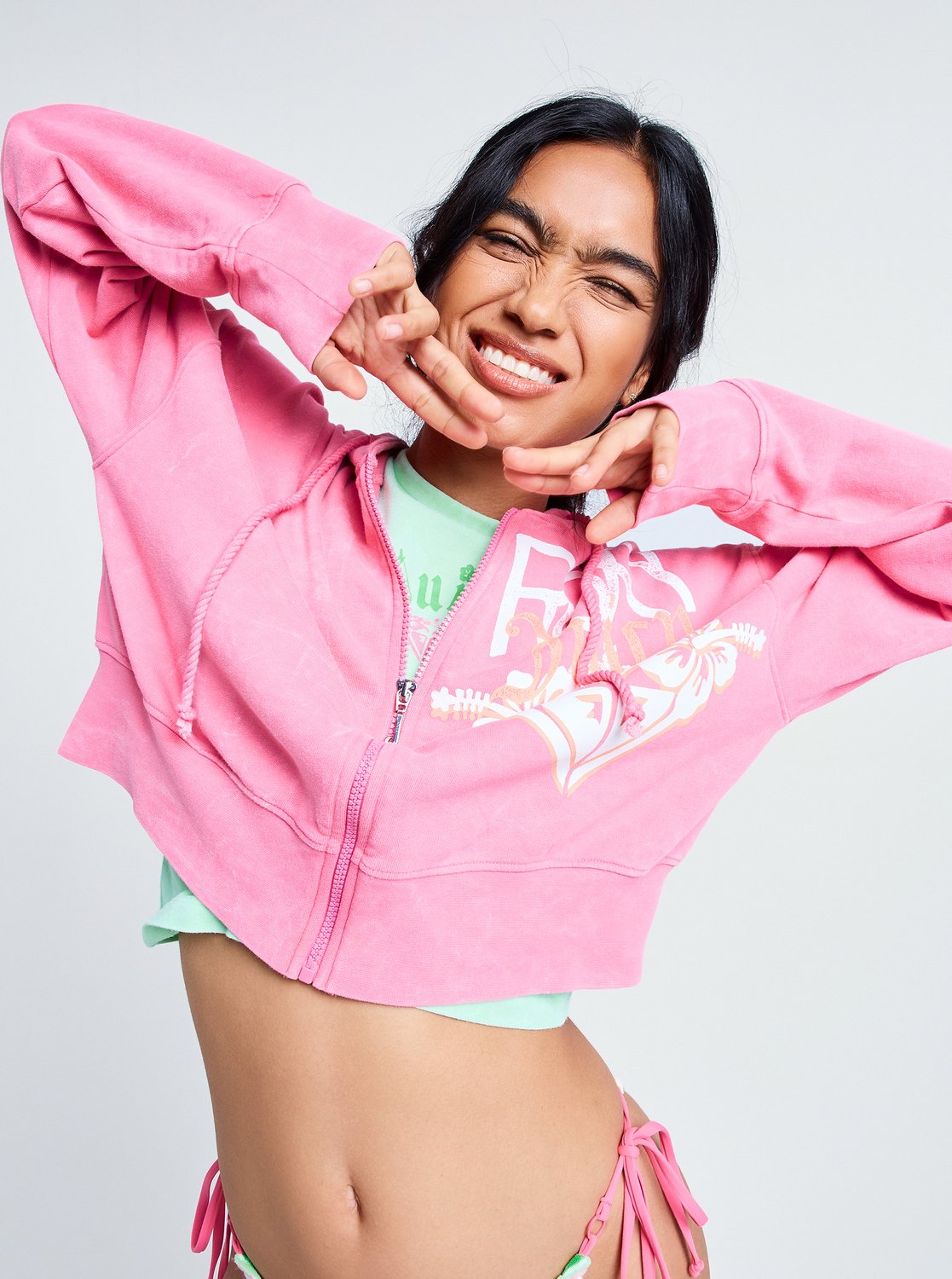 Roxy X Juicy Couture - Women's Pink Zip-Up Hoodie | Roxy