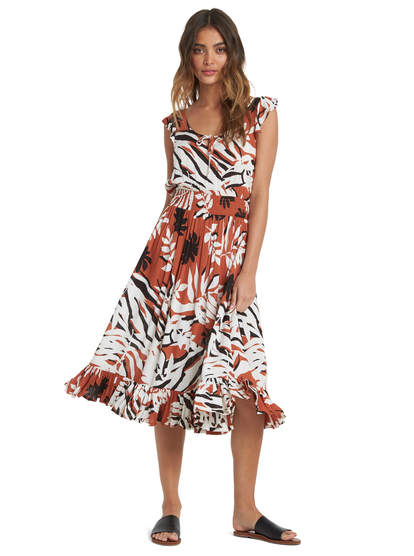 Time To Skip - Short Sleeve Midi Dress for Women  ARJWD03288