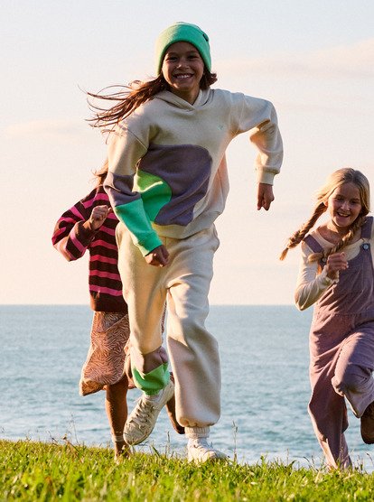 roxy, Remember The Name Brushed - Calças de corrida de enfiar com blocos de cores para raparigas 4-16, PARCHMENT (tec0) Remember The Name Brushed - Colorblock Pull On Jogger Pant for Girls 4-16  ERGFB03340