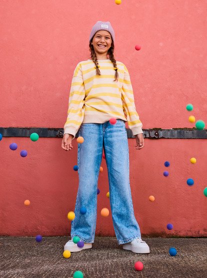 roxy, Little Things- Striped Sweatshirt for Girls 4-16, LEMON DROP STRICTLY STRIPE (yfc1) Little Things - Striped Sweatshirt for Girls 4-16  ERGFT04023