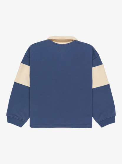 roxy, Iconic Waves - Sweatshirt com colarinho de camisa em bloco de cor para raparigas 4-16, VINTAGE INDIGO (byl0) Iconic Waves - Colour Block Shirt Collar Sweatshirt for Girls 4-16  ERGFT04025