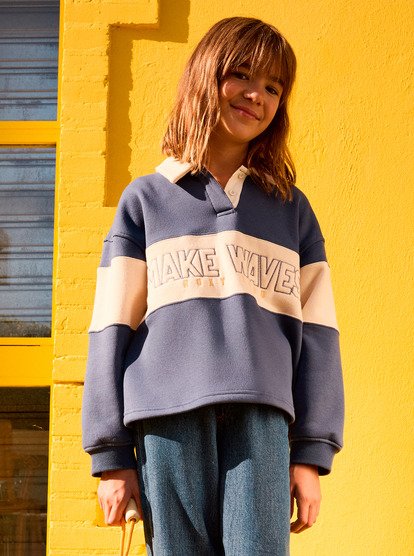 Iconic Waves - Colour Block Shirt Collar Sweatshirt for Girls 4-16  ERGFT04025