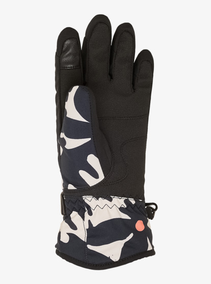 roxy, Roxy Jetty Girl - Luvas de snow técnicas para raparigas, TRUE BLACK BIG FLOWER (kvj2) Roxy Jetty Girl - Technical Snow Gloves for Girls  ERGHN03048
