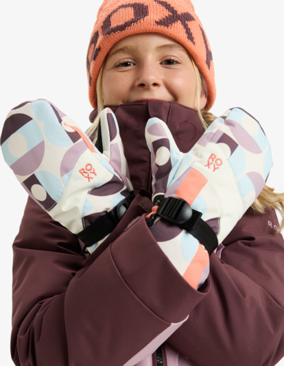 roxy, Roxy Jetty Girl - Technical Snow Mittens for Girls, WHISPER WHITE WINTER FONT (wcf1) Roxy Jetty Girl - Technical Snow Mittens for Girls  ERGHN03051