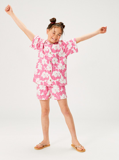 Blue Ocean Floor Slub - Elasticated Waist Shorts for Girls 4-16  ERGNS03164