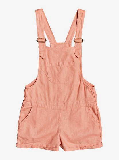 Early Grey Linen Dungaree Shorts for Girls 4 16 Roxy