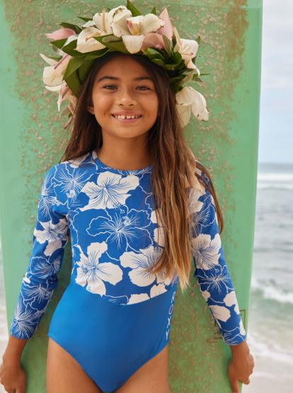 Hippy Hibiscus - Long Sleeve One-Piece Swimsuit for Girls 6 - 16  ERGWR03432