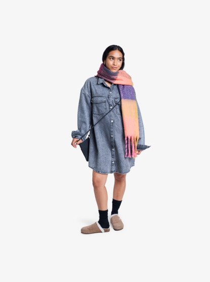 Tidal Moon - Denim Long Sleeve Mini Shirtdress for Women  ERJDD03009